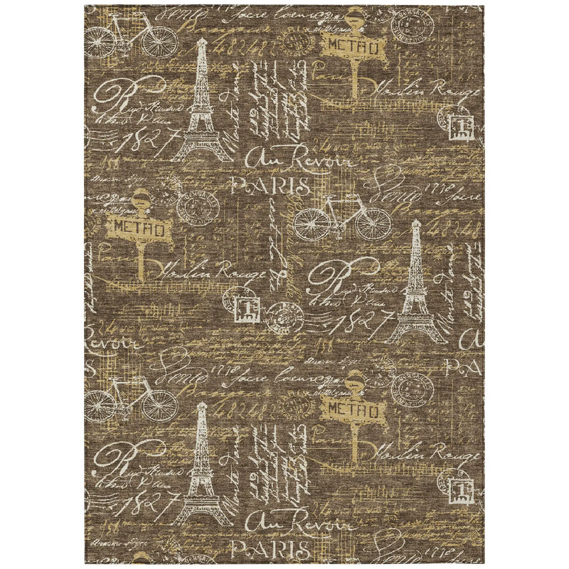 9' X 12' Chocolate And Brown Southwestern Washable Indoor Outdoor Area Rug Homeroots Outdoor