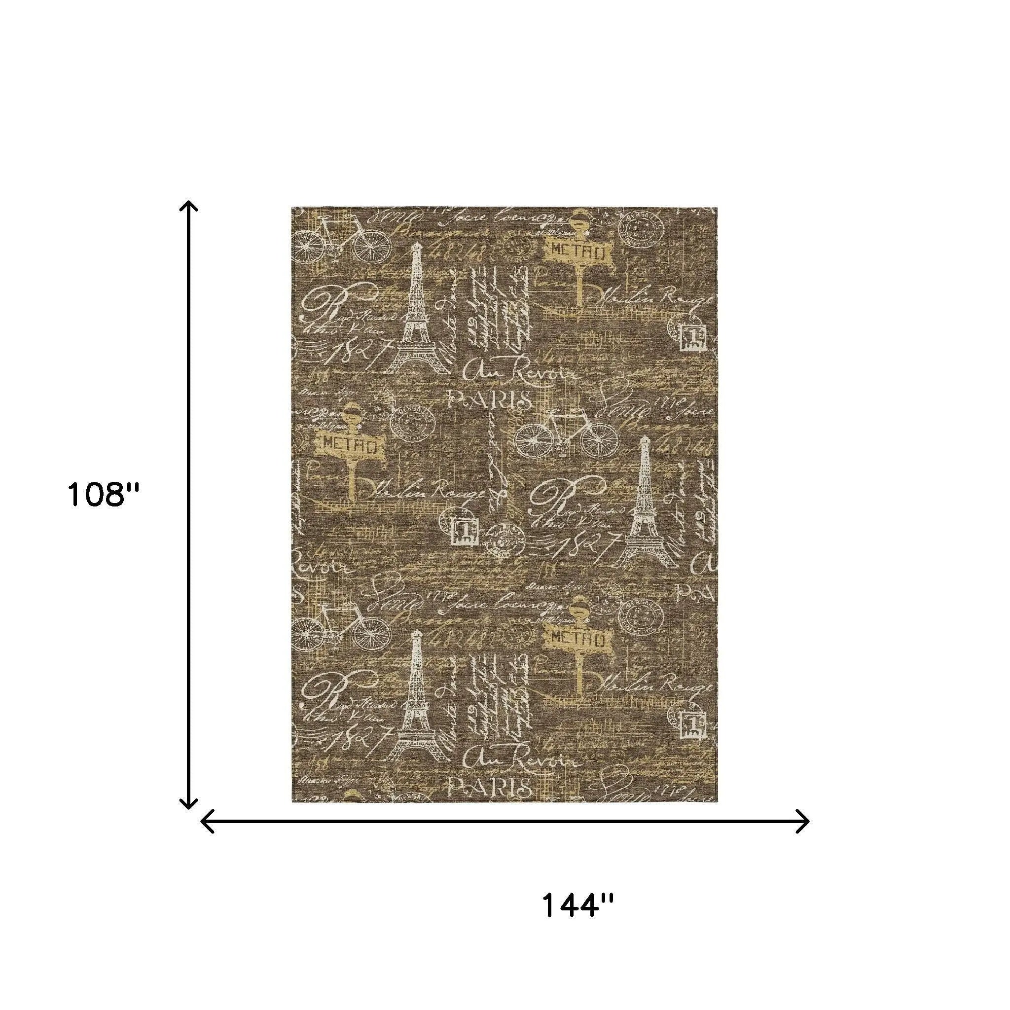 9' X 12' Chocolate And Brown Southwestern Washable Indoor Outdoor Area Rug Homeroots Outdoor