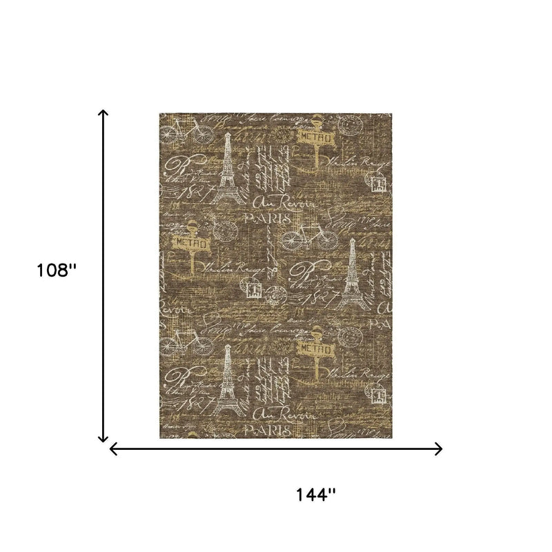 9' X 12' Chocolate And Brown Southwestern Washable Indoor Outdoor Area Rug Homeroots Outdoor