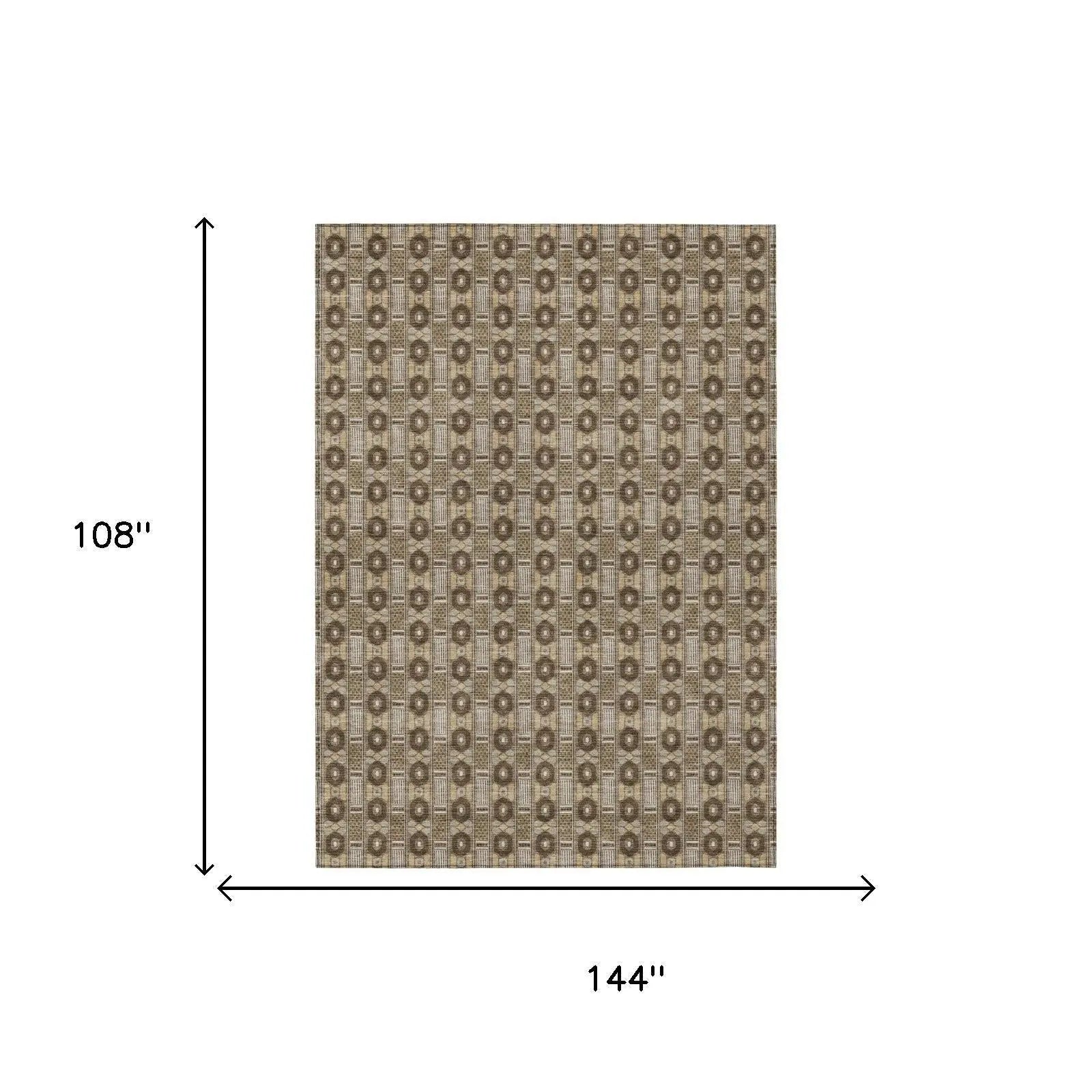9' X 12' Chocolate And Brown Striped Washable Indoor Outdoor Area Rug Homeroots Outdoor