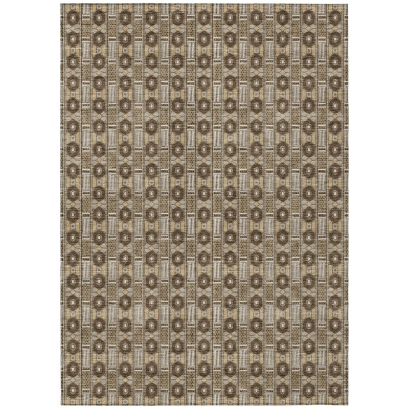 9' X 12' Chocolate And Brown Striped Washable Indoor Outdoor Area Rug Homeroots Outdoor