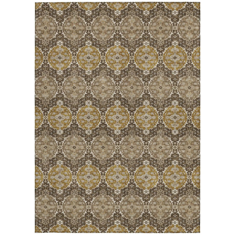 9' X 12' Chocolate And Brown Striped Washable Indoor Outdoor Area Rug Homeroots Outdoor
