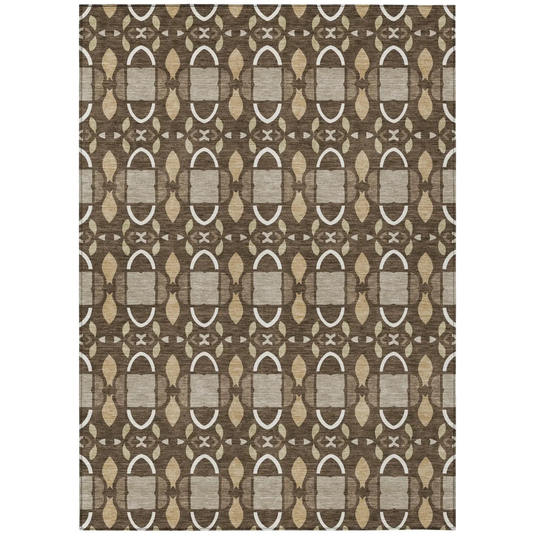 9' X 12' Chocolate And Brown Striped Washable Indoor Outdoor Area Rug Homeroots Outdoor