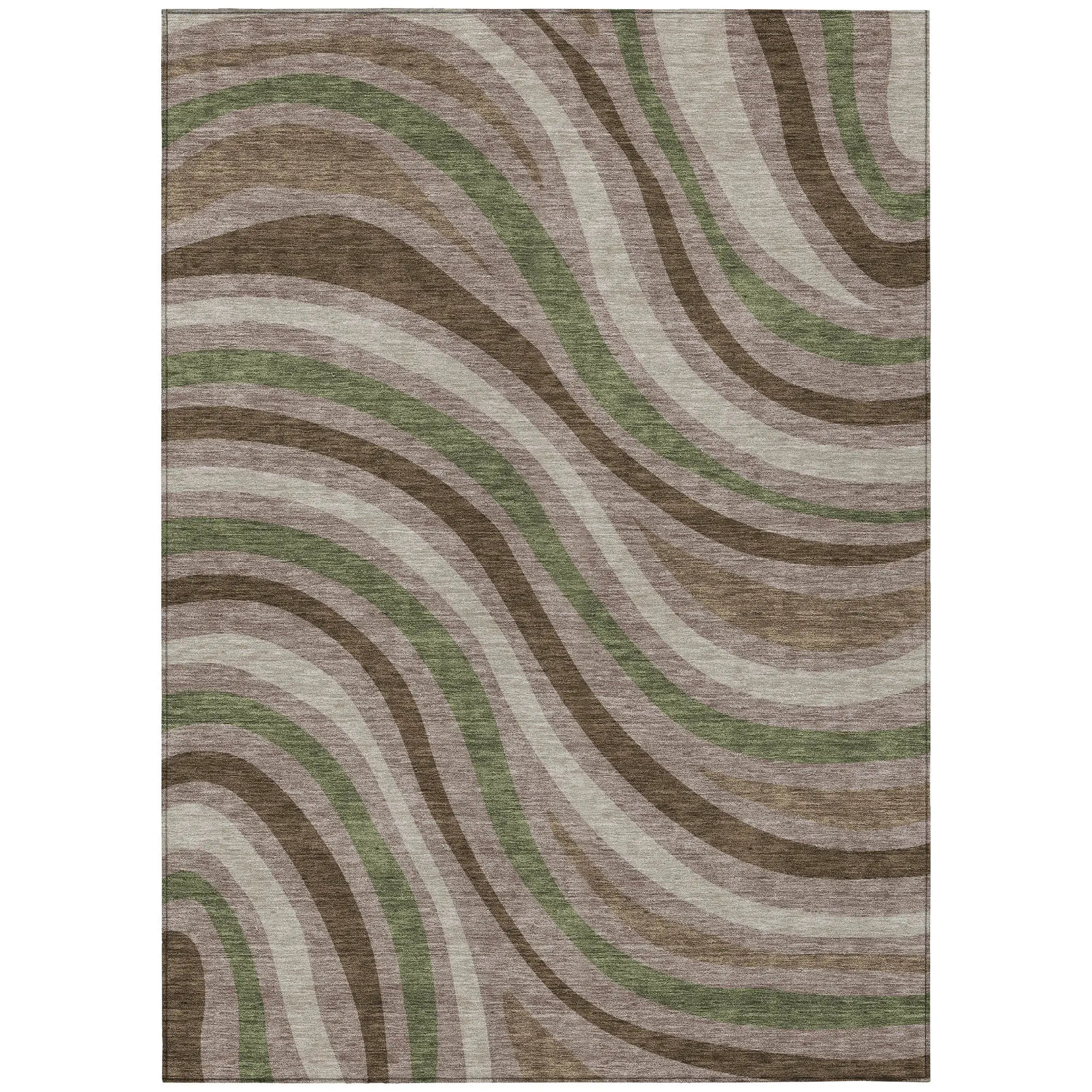 9' X 12' Chocolate And Brown Striped Washable Indoor Outdoor Area Rug Homeroots Outdoor