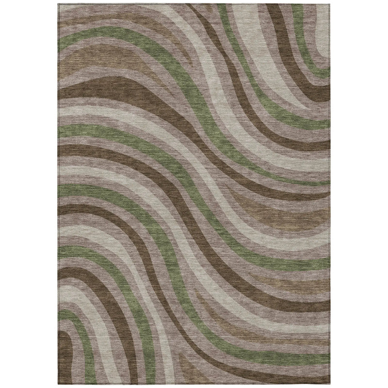 9' X 12' Chocolate And Brown Striped Washable Indoor Outdoor Area Rug Homeroots Outdoor