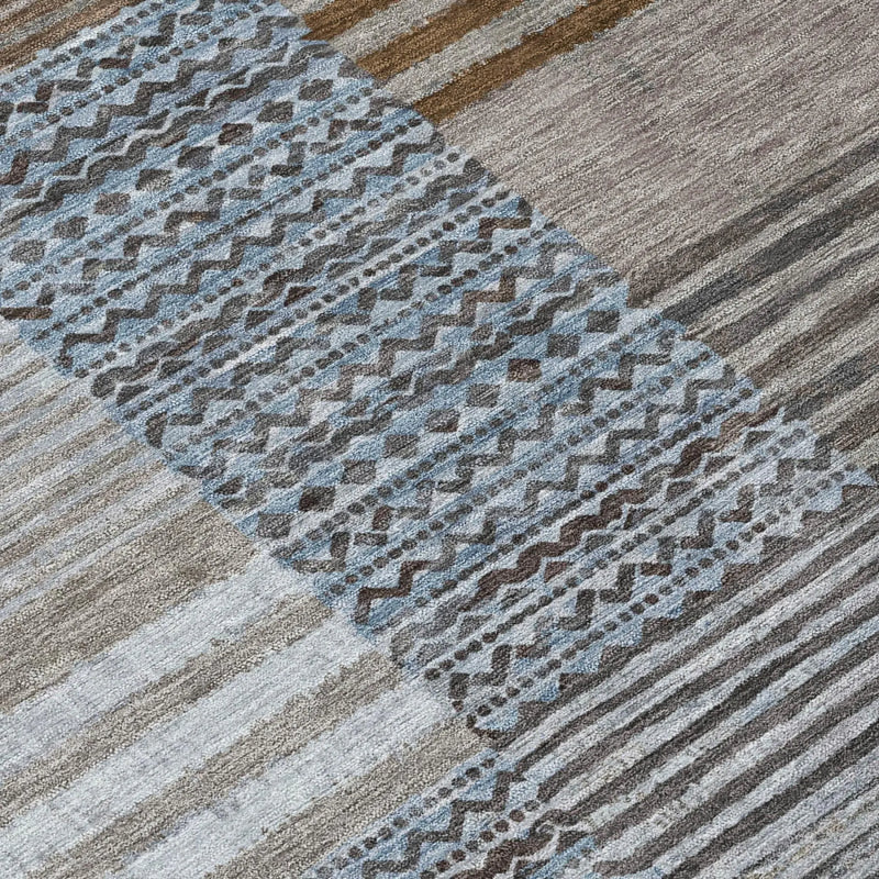 9' X 12' Chocolate And Brown Striped Washable Indoor Outdoor Area Rug Homeroots Outdoor