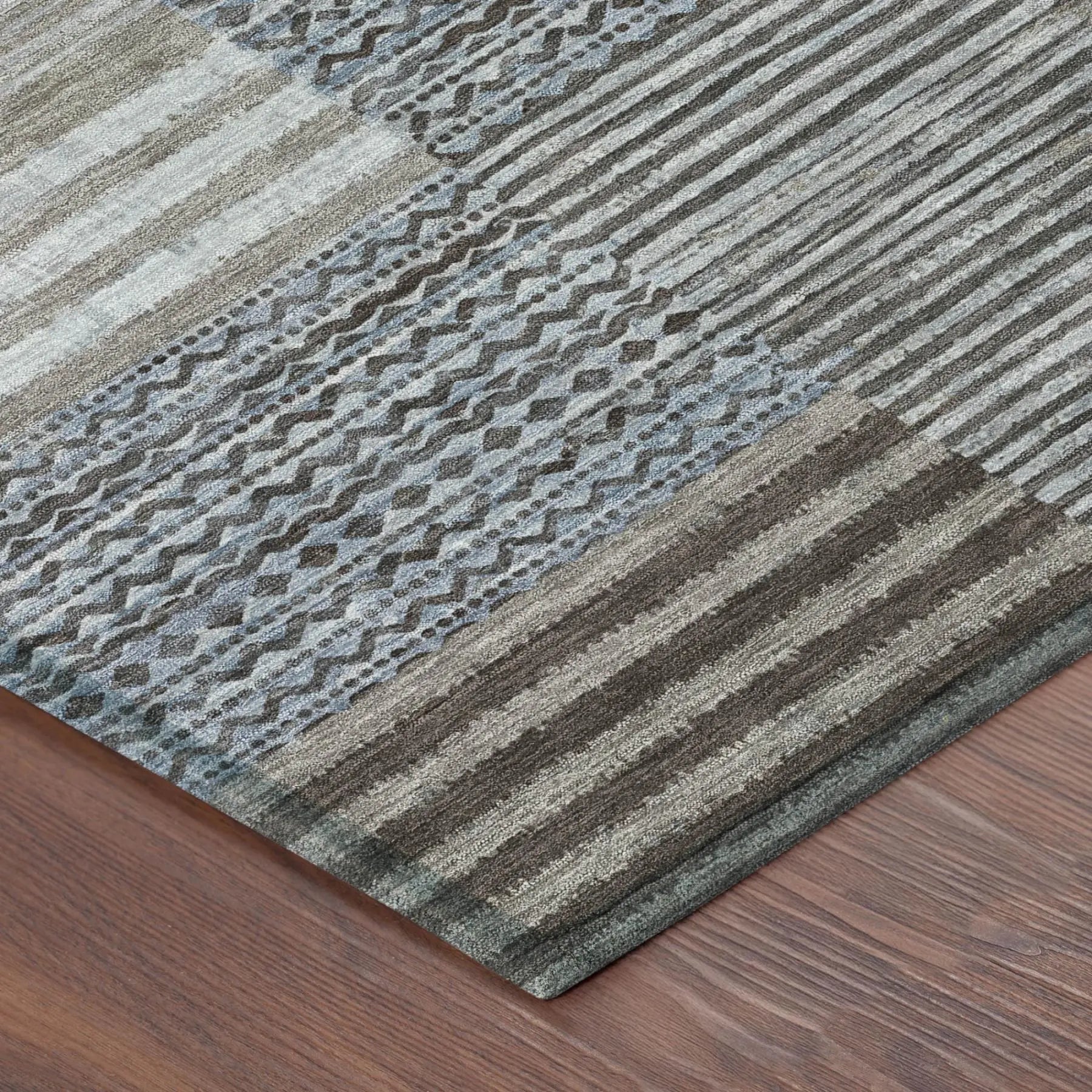 9' X 12' Chocolate And Brown Striped Washable Indoor Outdoor Area Rug Homeroots Outdoor