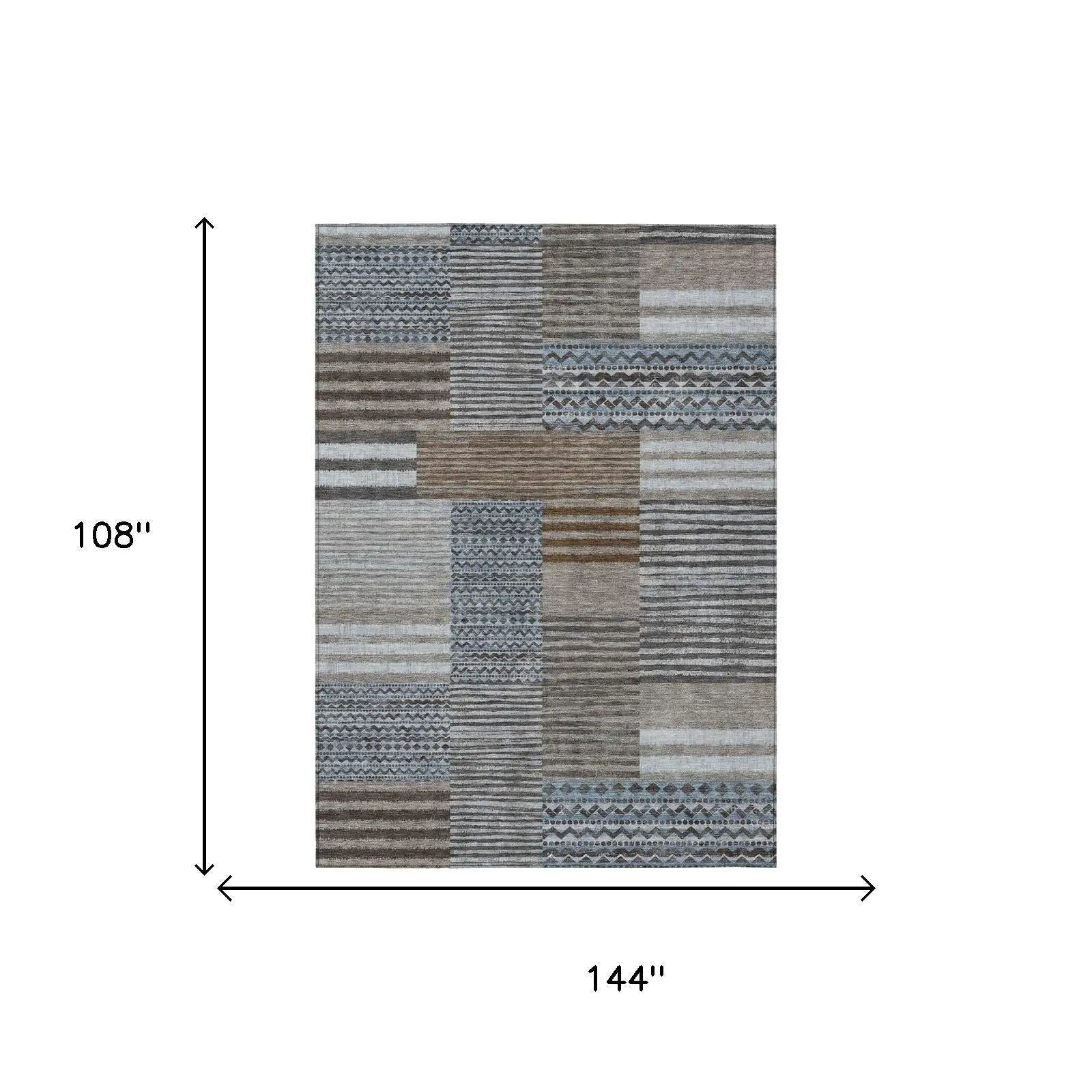 9' X 12' Chocolate And Brown Striped Washable Indoor Outdoor Area Rug Homeroots Outdoor