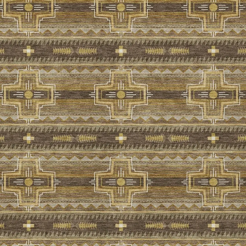 9' X 12' Chocolate And Brown Tribal Washable Indoor Outdoor Area Rug Homeroots Outdoor