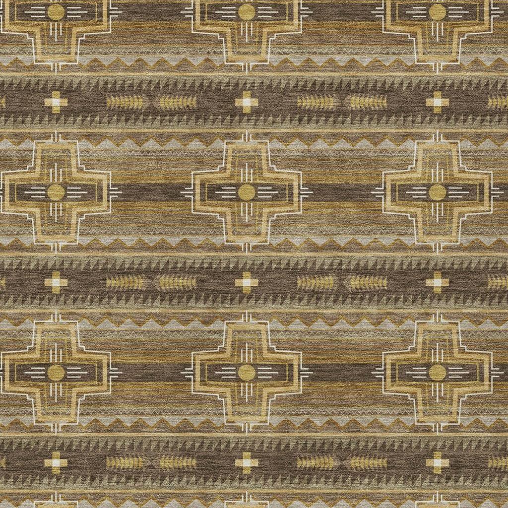 9' X 12' Chocolate And Brown Tribal Washable Indoor Outdoor Area Rug Homeroots Outdoor