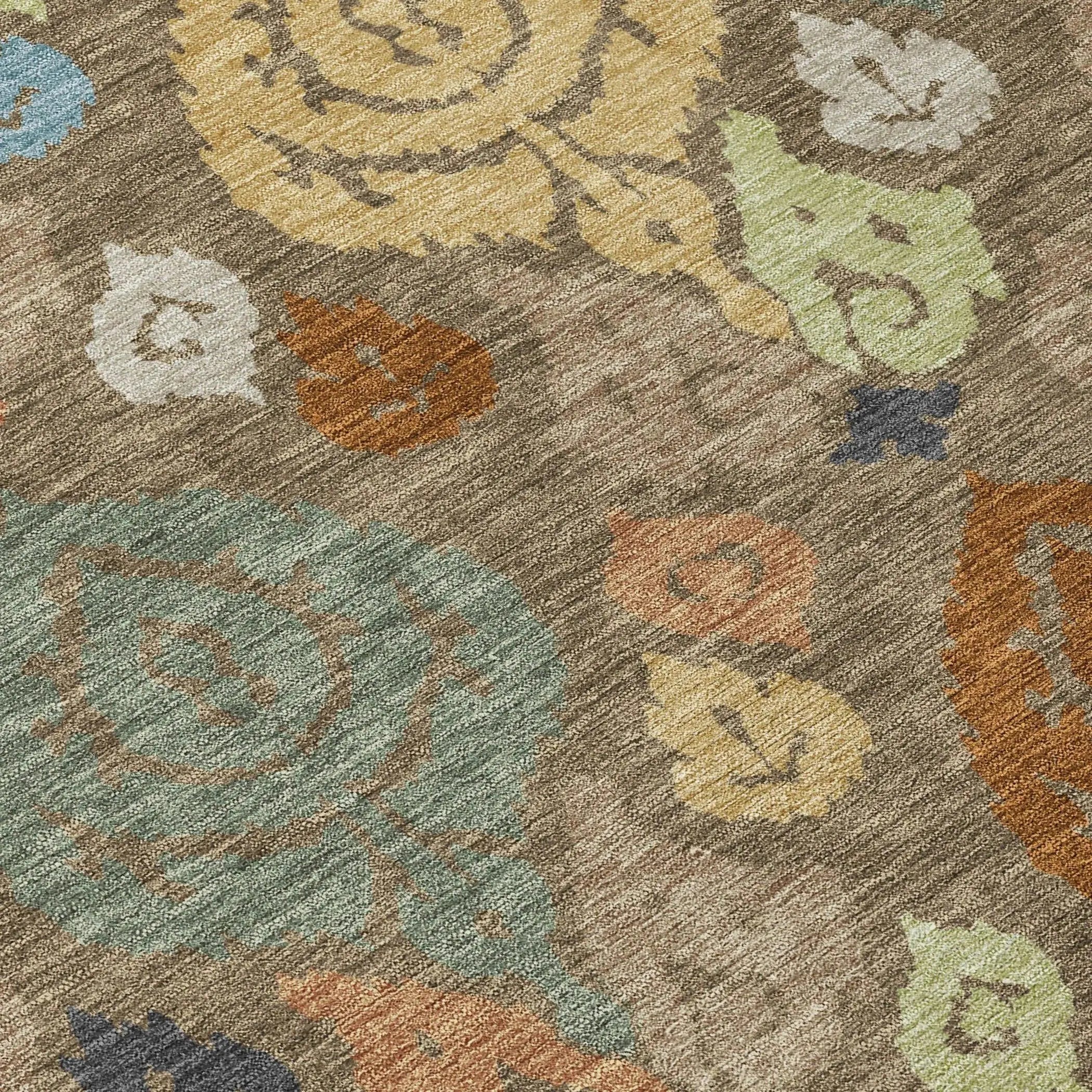 9' X 12' Chocolate And Charcoal Damask Washable Indoor Outdoor Area Rug Homeroots Outdoor