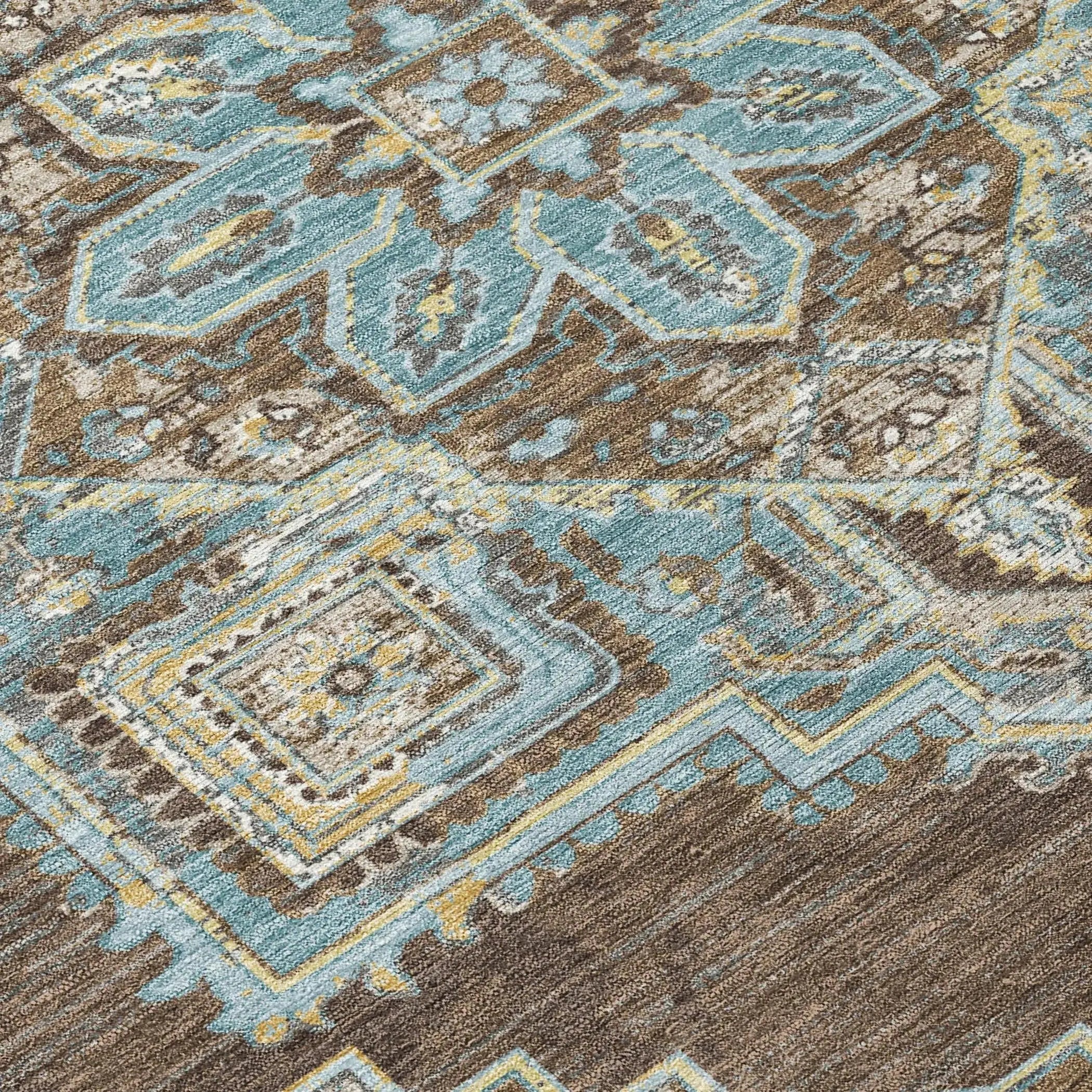 9' X 12' Chocolate And Coffee Oriental Washable Indoor Outdoor Area Rug Homeroots Outdoor