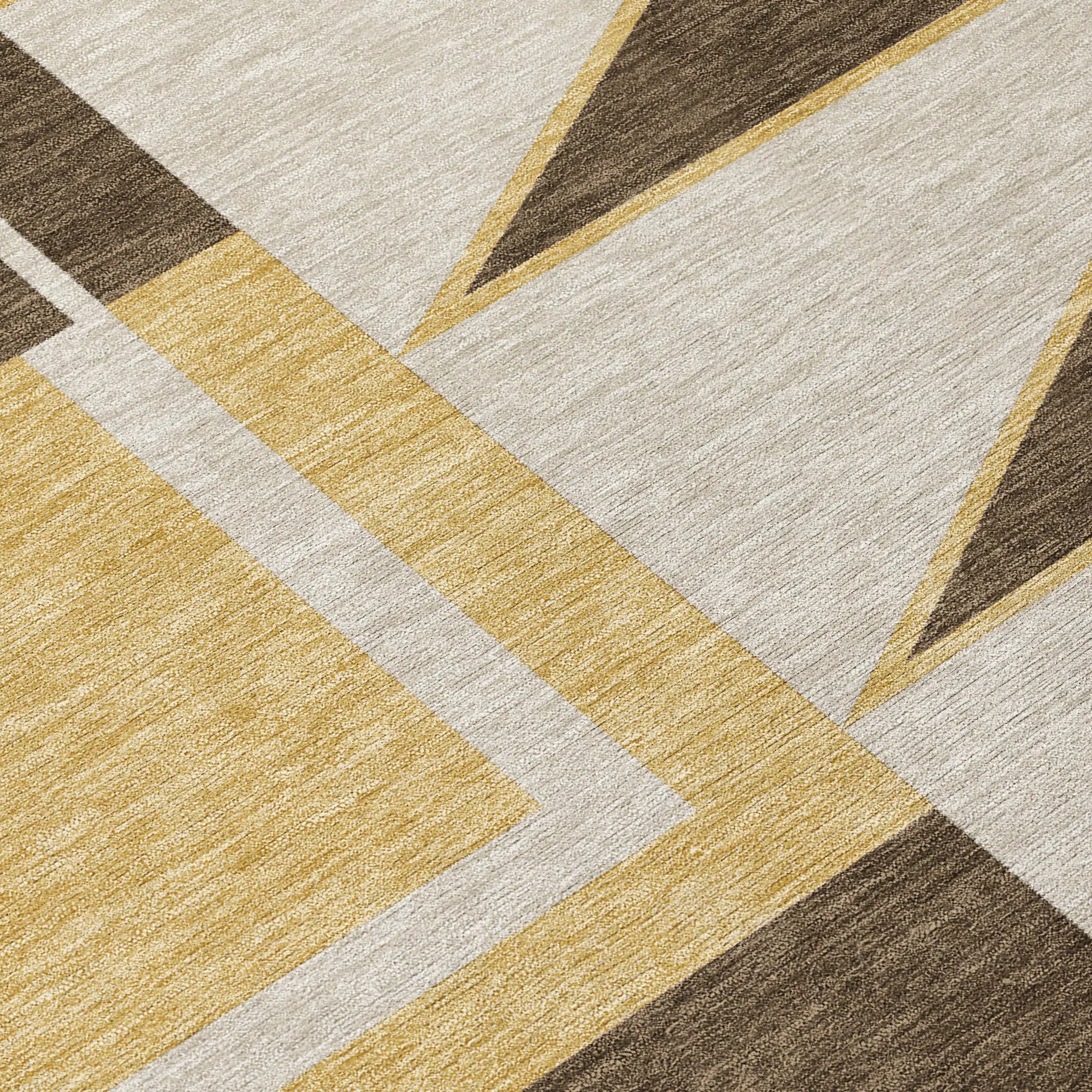 9' X 12' Chocolate And Gold Geometric Washable Indoor Outdoor Area Rug Homeroots Outdoor