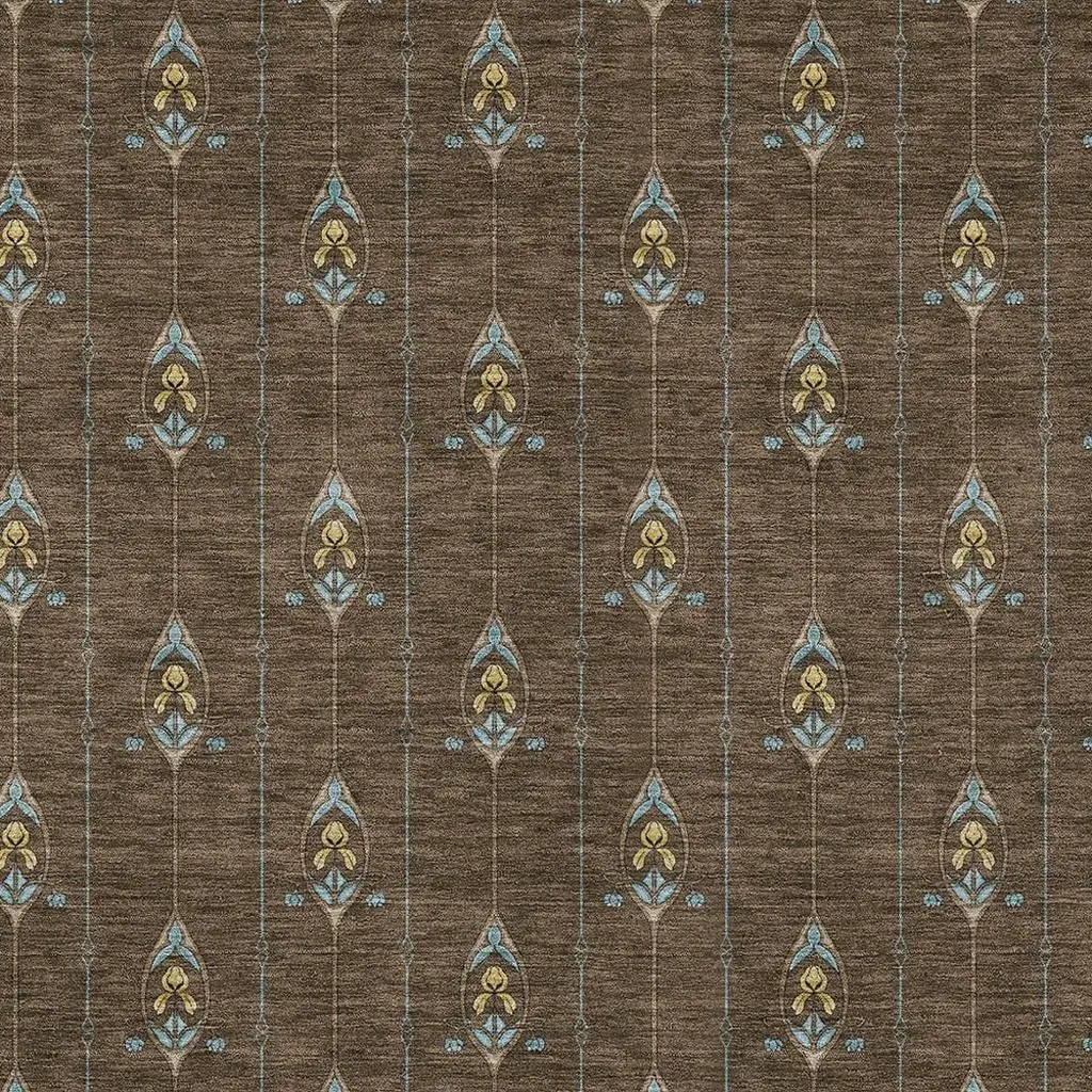 9' X 12' Chocolate And Gold Geometric Washable Indoor Outdoor Area Rug Homeroots Outdoor