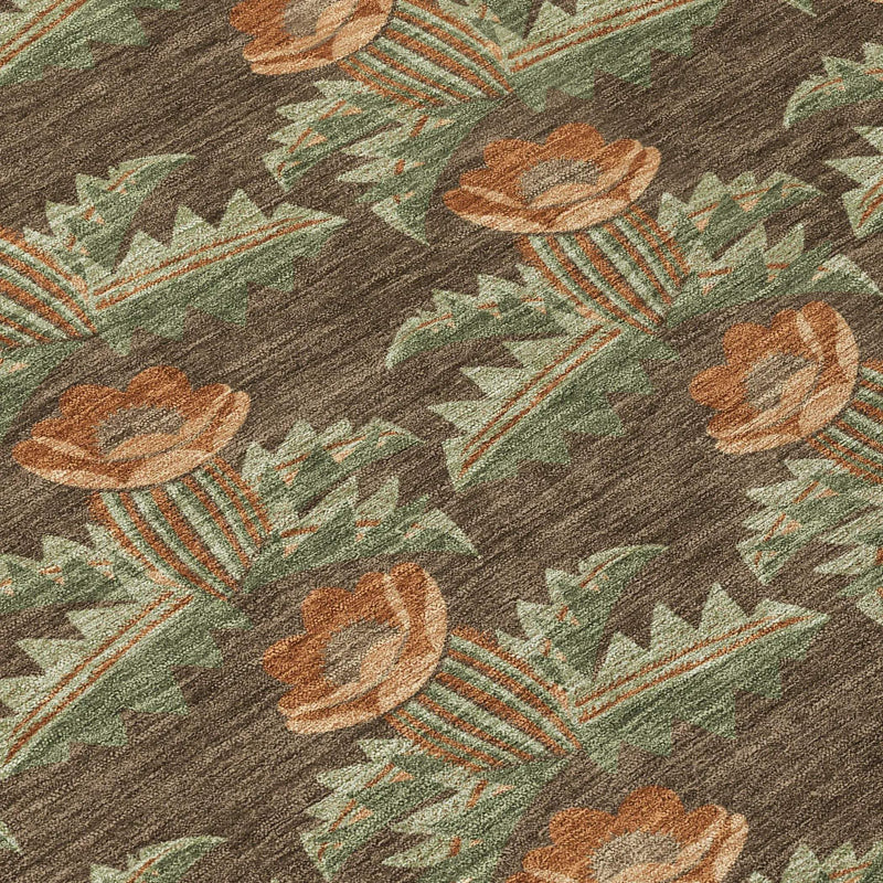 9' X 12' Chocolate And Graphite Floral Washable Indoor Outdoor Area Rug Homeroots Outdoor