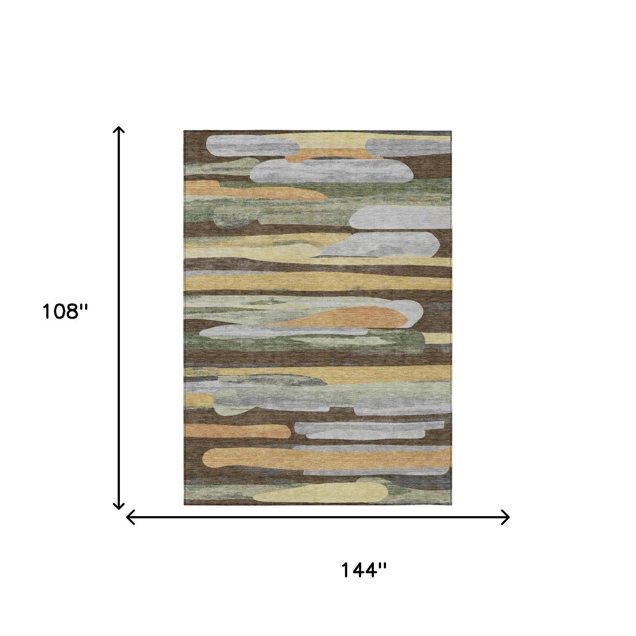 9' X 12' Chocolate And Green Abstract Washable Indoor Outdoor Area Rug Homeroots Outdoor