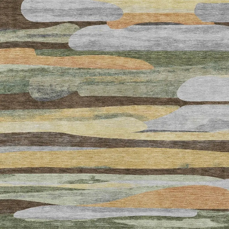 9' X 12' Chocolate And Green Abstract Washable Indoor Outdoor Area Rug Homeroots Outdoor