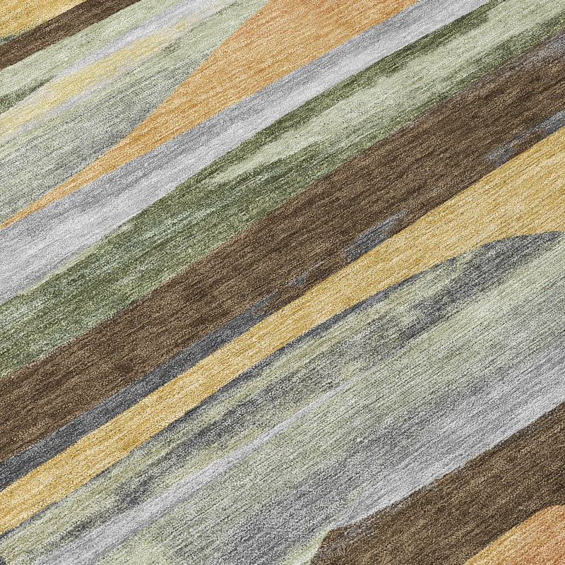 9' X 12' Chocolate And Green Abstract Washable Indoor Outdoor Area Rug Homeroots Outdoor