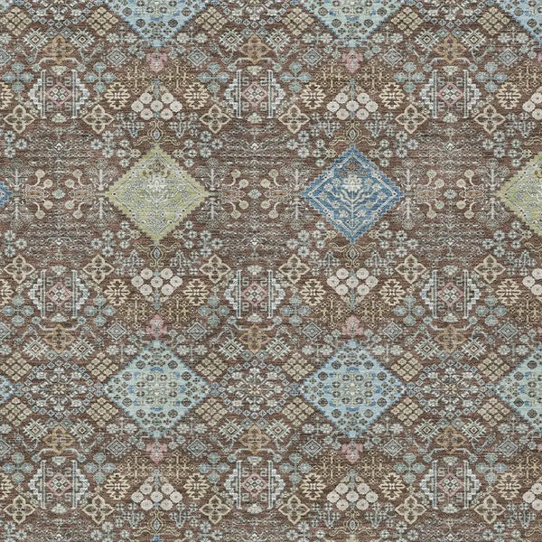9' X 12' Chocolate And Green Oriental Washable Indoor Outdoor Area Rug Homeroots Outdoor