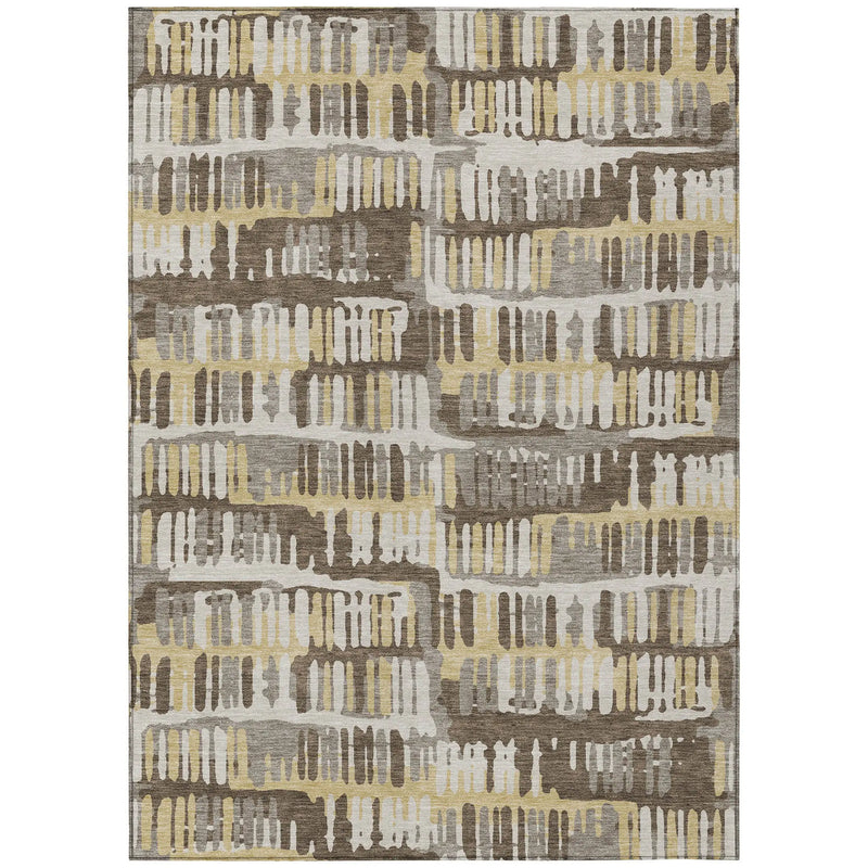 9' X 12' Chocolate And Ivory Abstract Washable Indoor Outdoor Area Rug Homeroots Outdoor