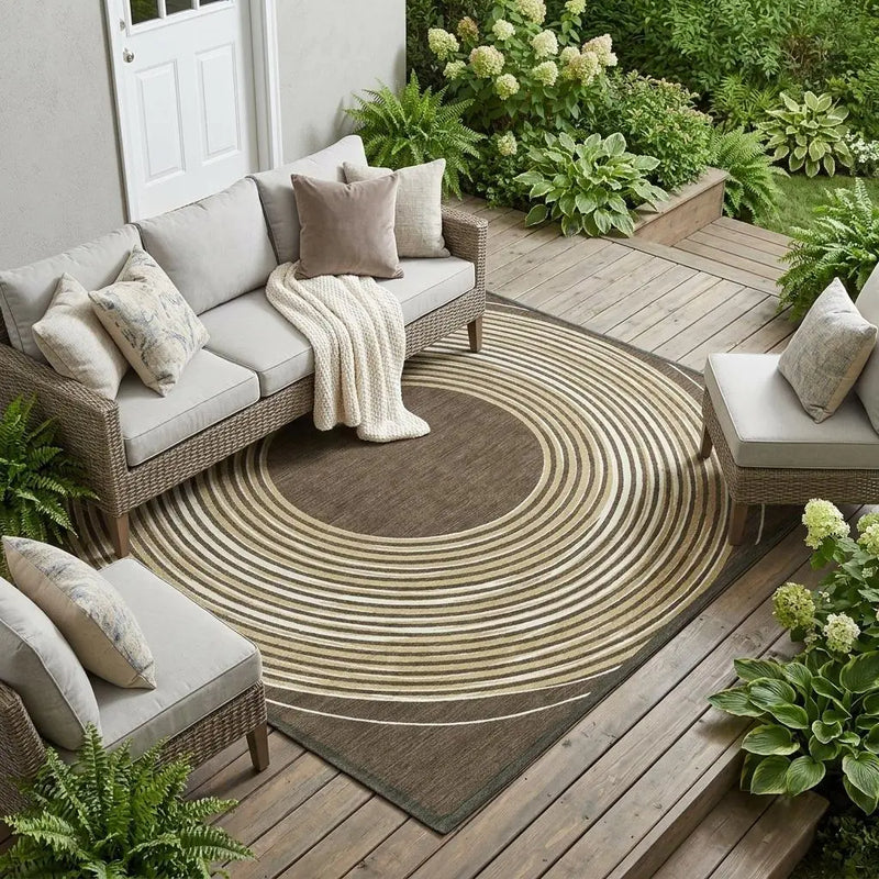9' X 12' Chocolate And Ivory Geometric Washable Indoor Outdoor Area Rug Homeroots Outdoor