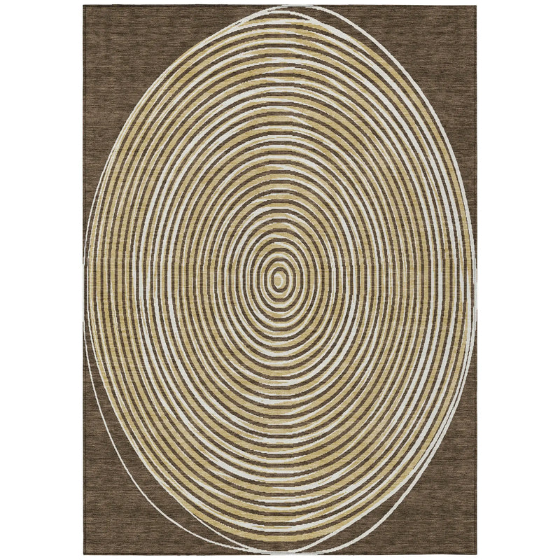 9' X 12' Chocolate And Ivory Geometric Washable Indoor Outdoor Area Rug Homeroots Outdoor