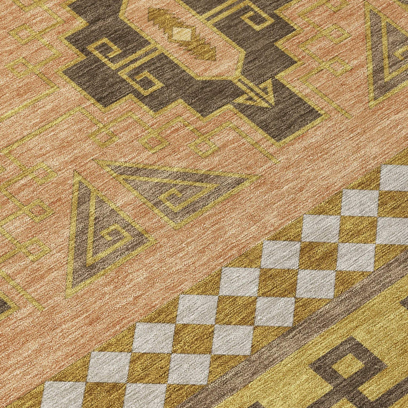 9' X 12' Chocolate And Olive Green Tribal Washable Indoor Outdoor Area Rug Homeroots Outdoor