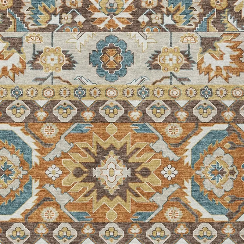 9' X 12' Chocolate And Orange Cactus Washable Indoor Outdoor Area Rug Homeroots Outdoor