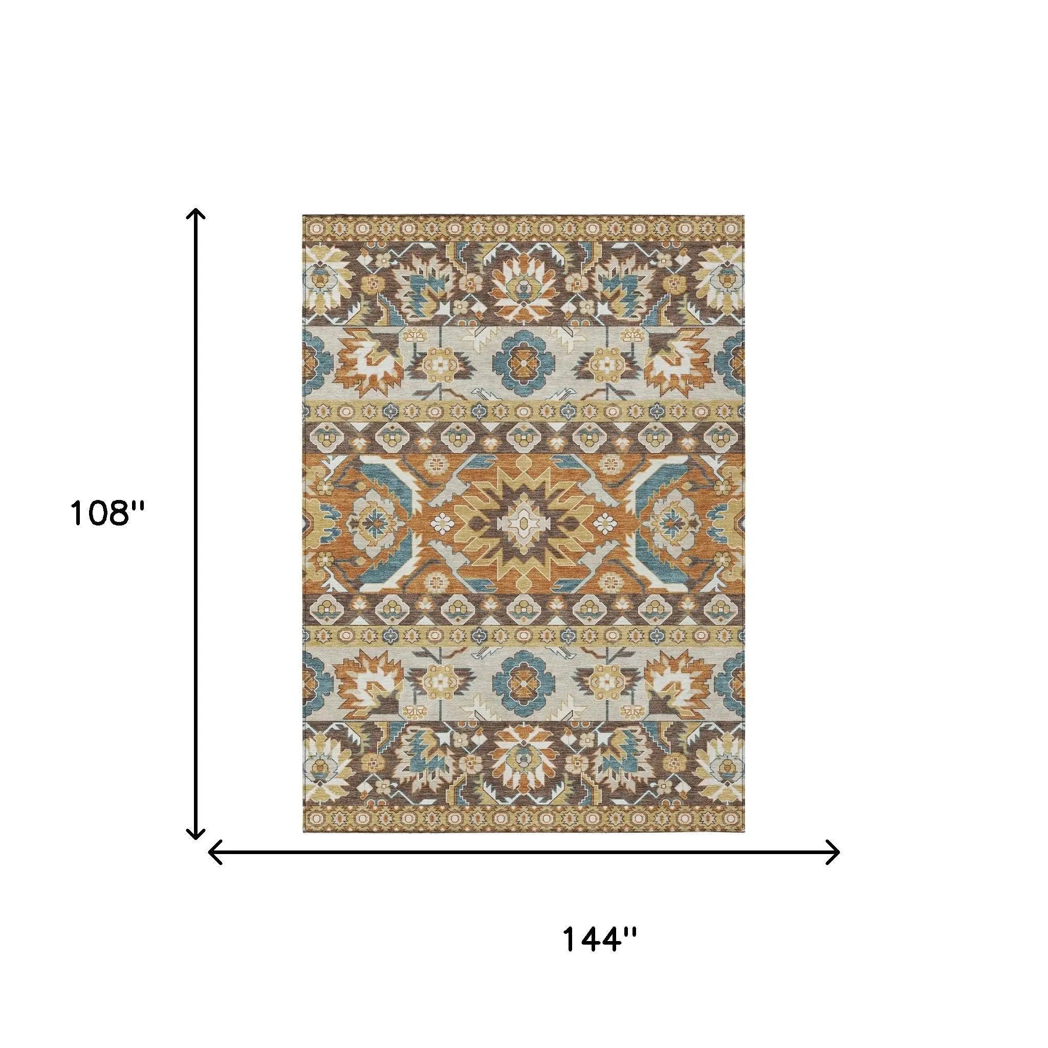 9' X 12' Chocolate And Orange Cactus Washable Indoor Outdoor Area Rug Homeroots Outdoor