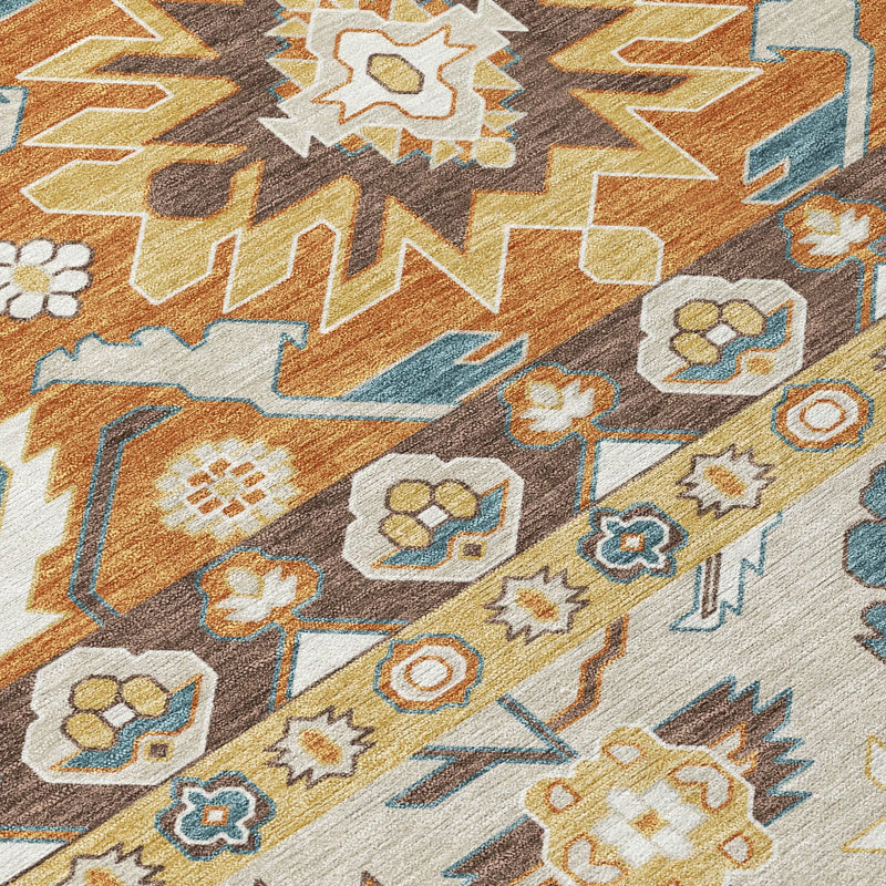 9' X 12' Chocolate And Orange Cactus Washable Indoor Outdoor Area Rug Homeroots Outdoor