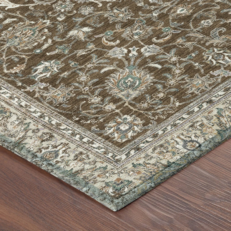 9' X 12' Chocolate And Taupe Botanical Leaves Washable Indoor Outdoor Area Rug Homeroots Outdoor