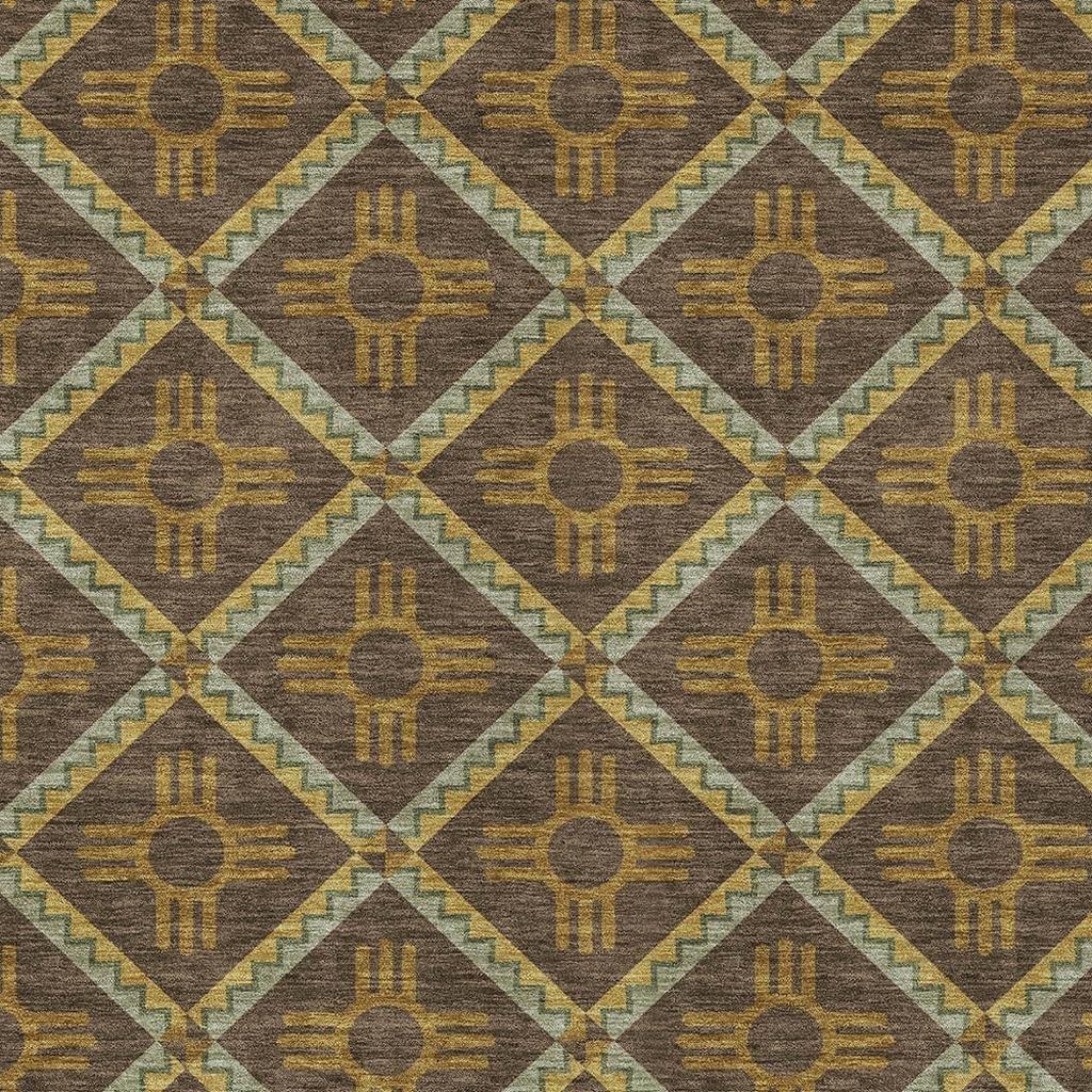 9' X 12' Chocolate And Taupe Geometric Washable Indoor Outdoor Area Rug Homeroots Outdoor