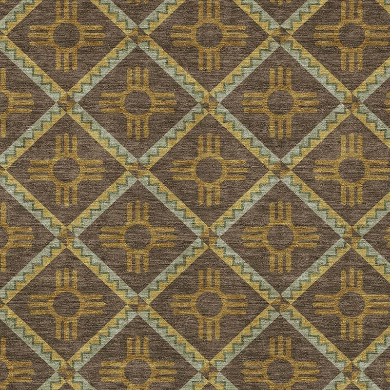 9' X 12' Chocolate And Taupe Geometric Washable Indoor Outdoor Area Rug Homeroots Outdoor