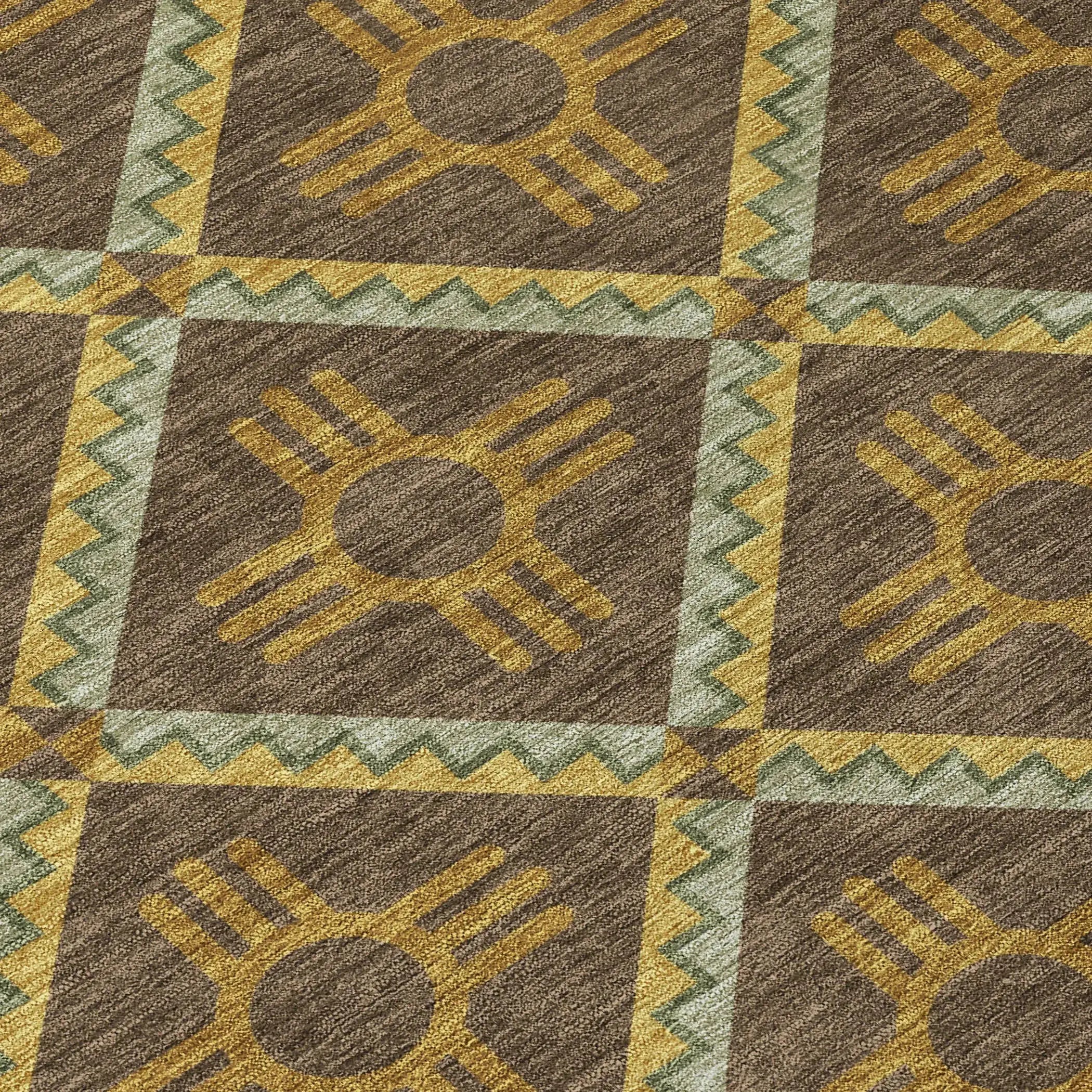 9' X 12' Chocolate And Taupe Geometric Washable Indoor Outdoor Area Rug Homeroots Outdoor
