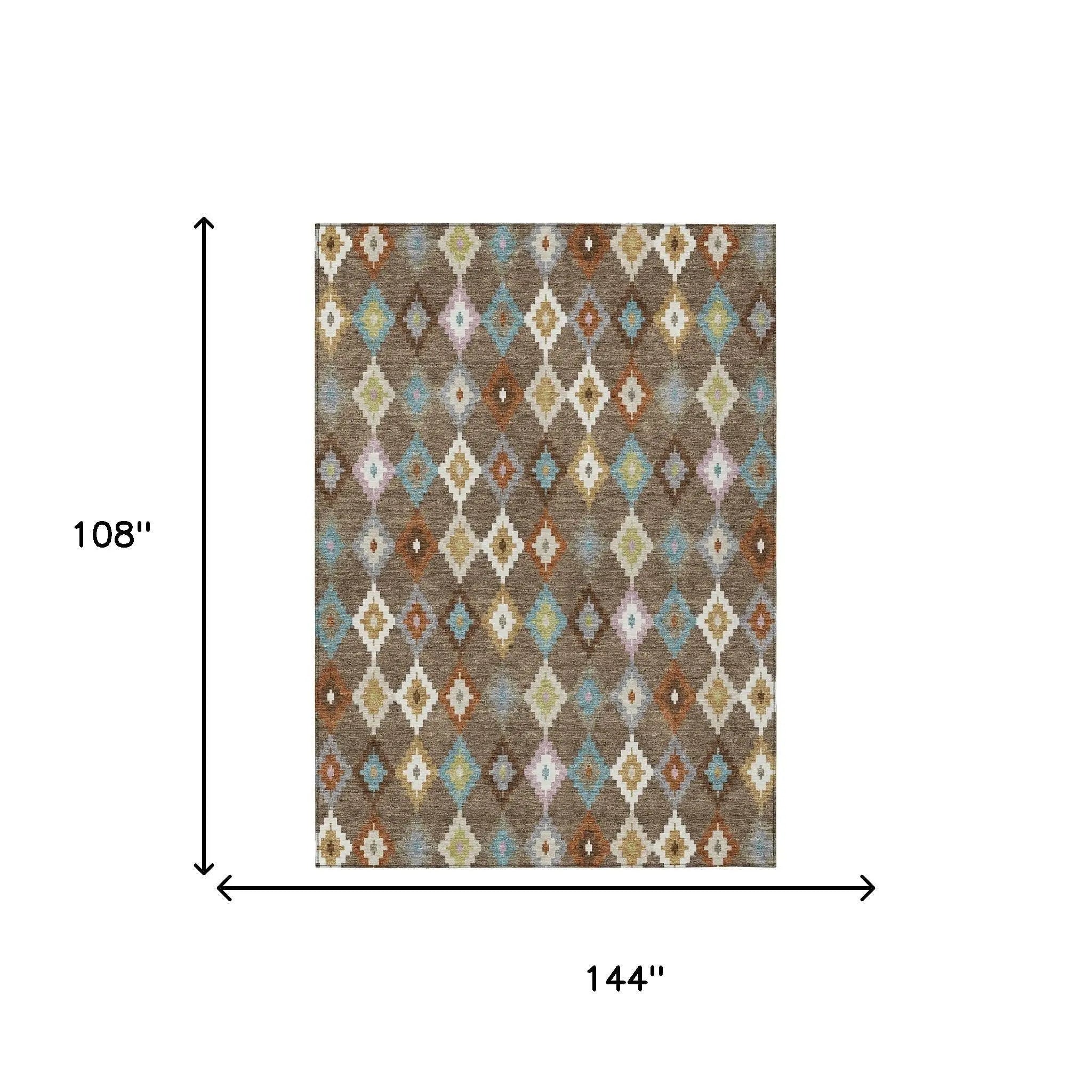 9' X 12' Chocolate And Teal Blue Aztec Washable Indoor Outdoor Area Rug Homeroots Outdoor