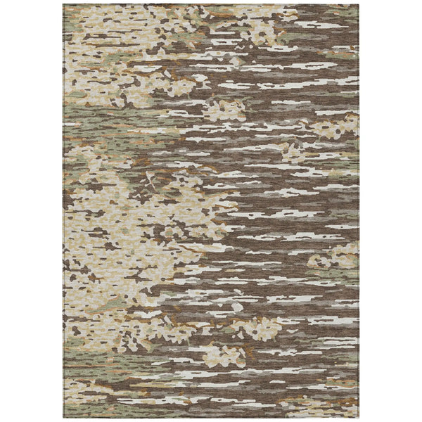 9' X 12' Coffee And Brown Abstract Washable Indoor Outdoor Area Rug Homeroots Outdoor