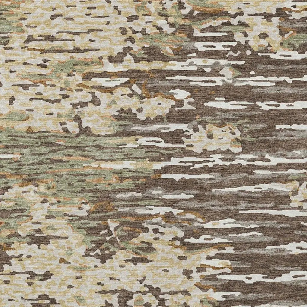 9' X 12' Coffee And Brown Abstract Washable Indoor Outdoor Area Rug Homeroots Outdoor