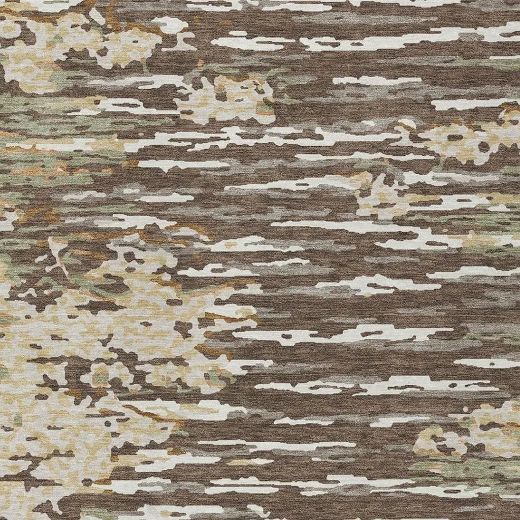 9' X 12' Coffee And Brown Abstract Washable Indoor Outdoor Area Rug Homeroots Outdoor