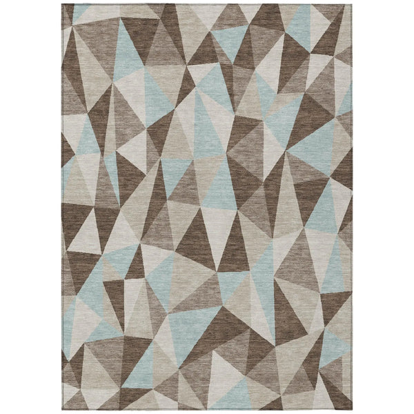 9' X 12' Coffee And Brown Geometric Washable Indoor Outdoor Area Rug Homeroots Outdoor