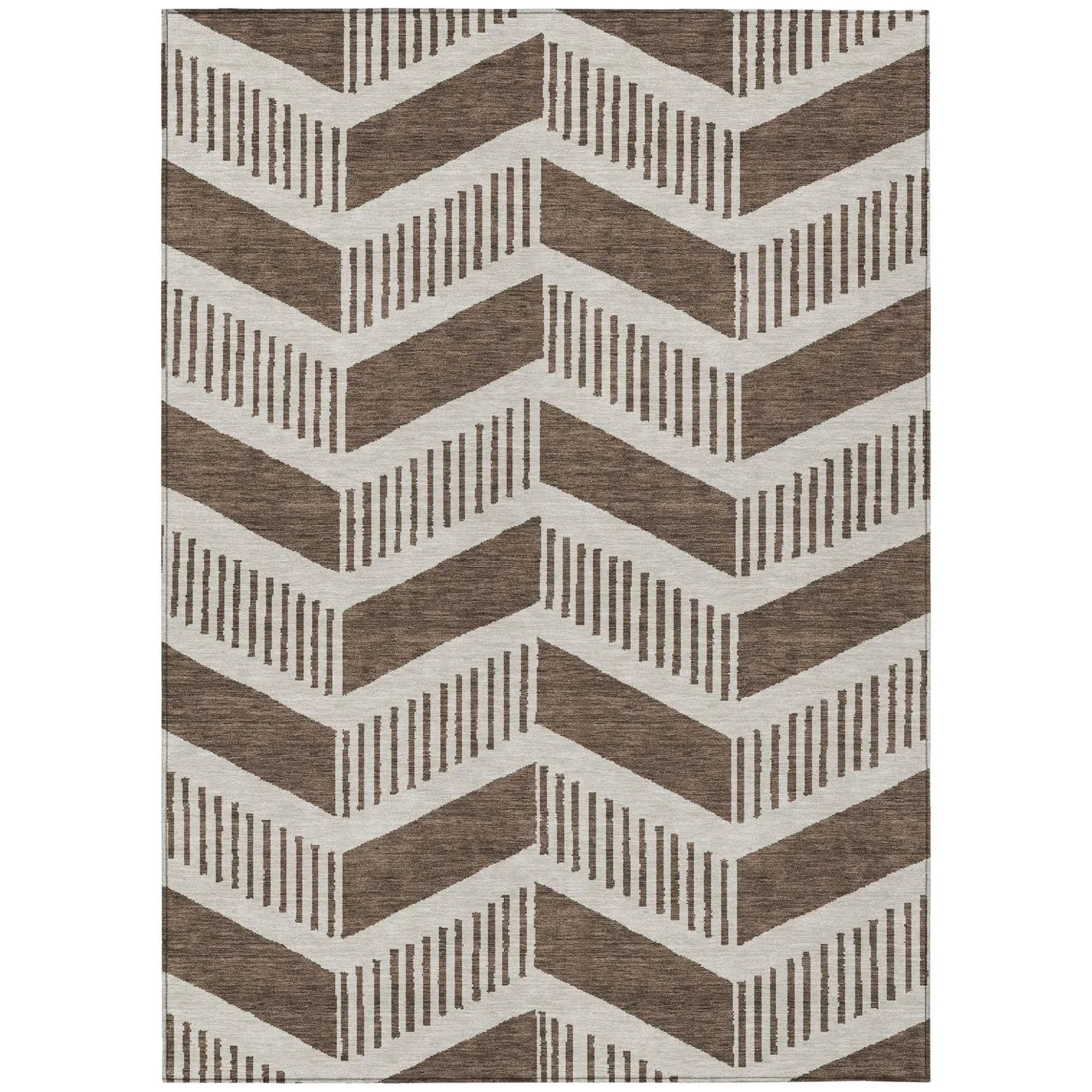 9' X 12' Coffee And Brown Geometric Washable Indoor Outdoor Area Rug Homeroots Outdoor