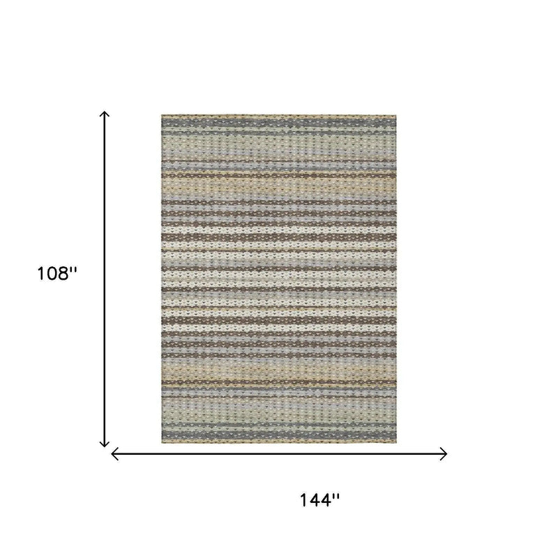 9' X 12' Coffee And Brown Striped Washable Indoor Outdoor Area Rug Homeroots Outdoor