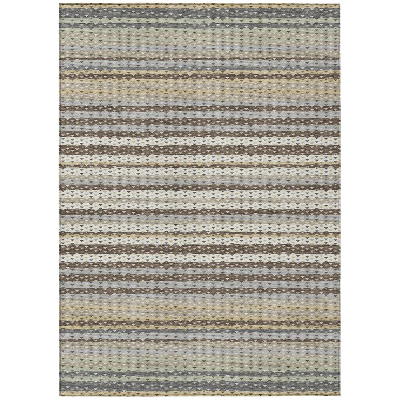 9' X 12' Coffee And Brown Striped Washable Indoor Outdoor Area Rug Homeroots Outdoor