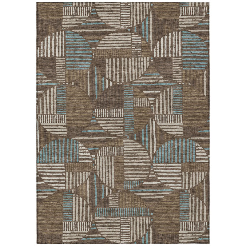 9' X 12' Coffee And Graphite Geometric Washable Indoor Outdoor Area Rug Homeroots Outdoor