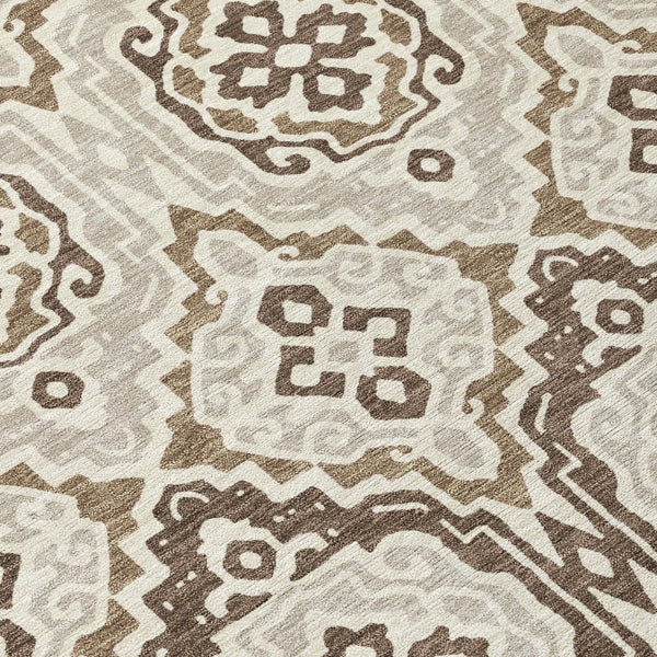 9' X 12' Coffee And Gray Tribal Washable Indoor Outdoor Area Rug Homeroots Outdoor