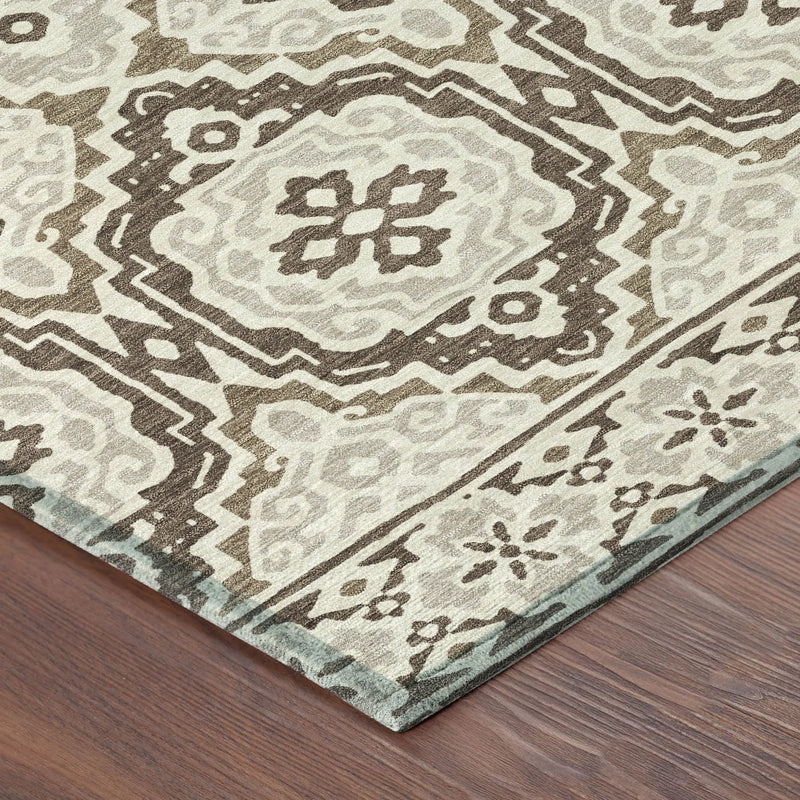 9' X 12' Coffee And Gray Tribal Washable Indoor Outdoor Area Rug Homeroots Outdoor
