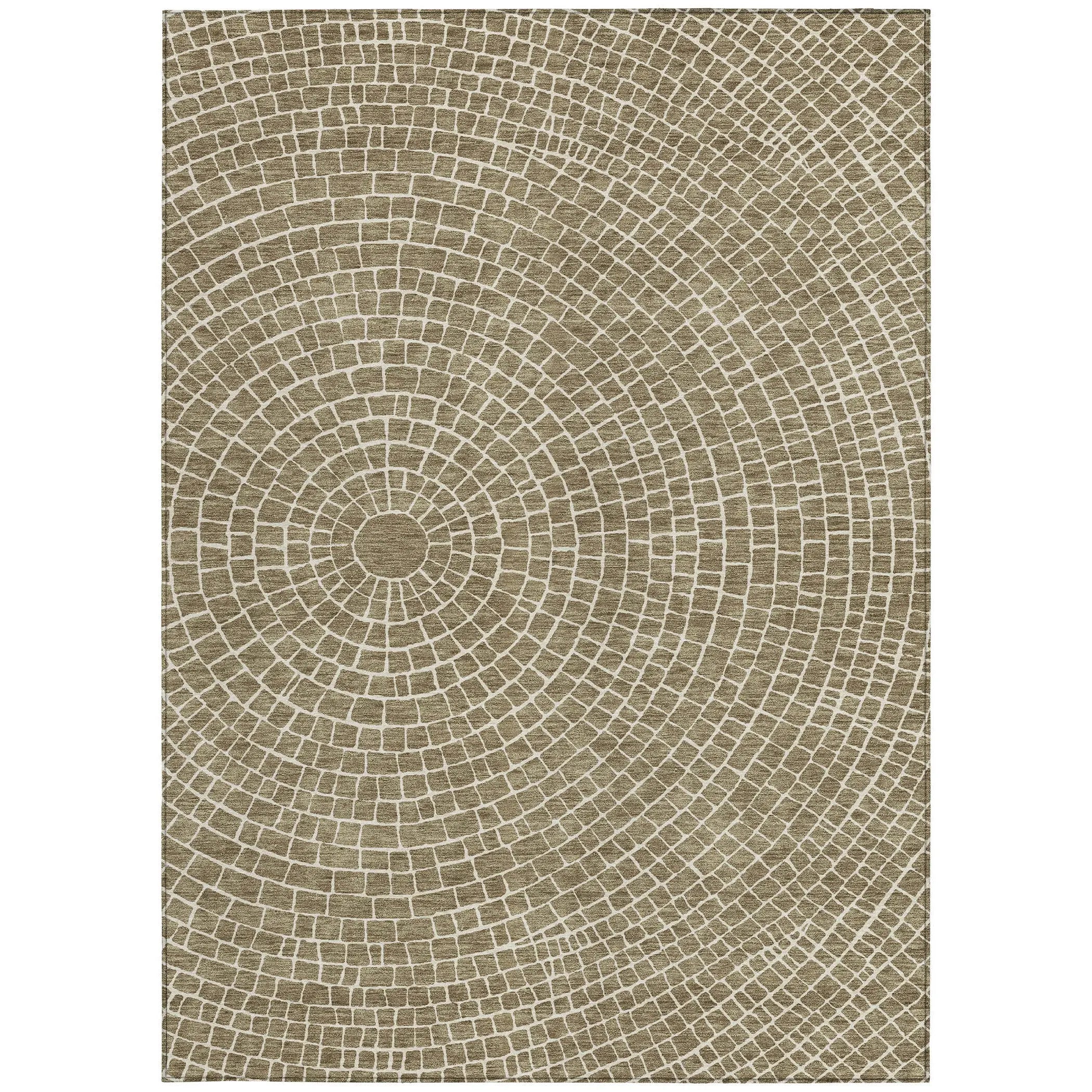 9' X 12' Coffee And Ivory Geometric Washable Indoor Outdoor Area Rug Homeroots Outdoor