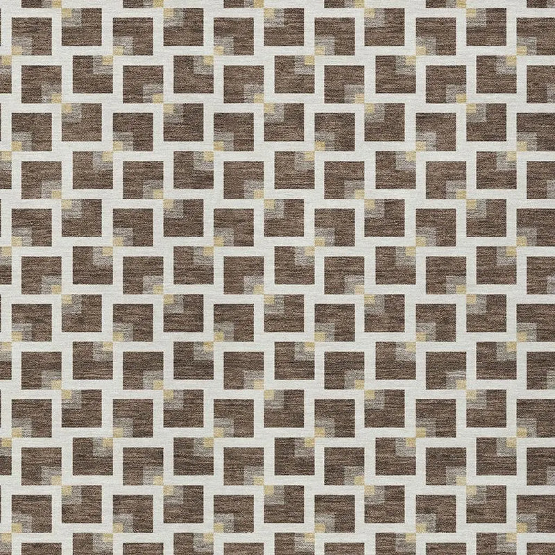 9' X 12' Coffee And Ivory Geometric Washable Indoor Outdoor Area Rug Homeroots Outdoor