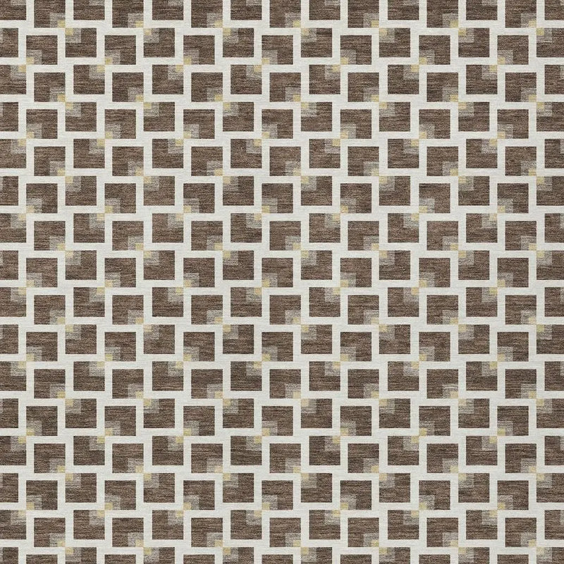 9' X 12' Coffee And Ivory Geometric Washable Indoor Outdoor Area Rug Homeroots Outdoor