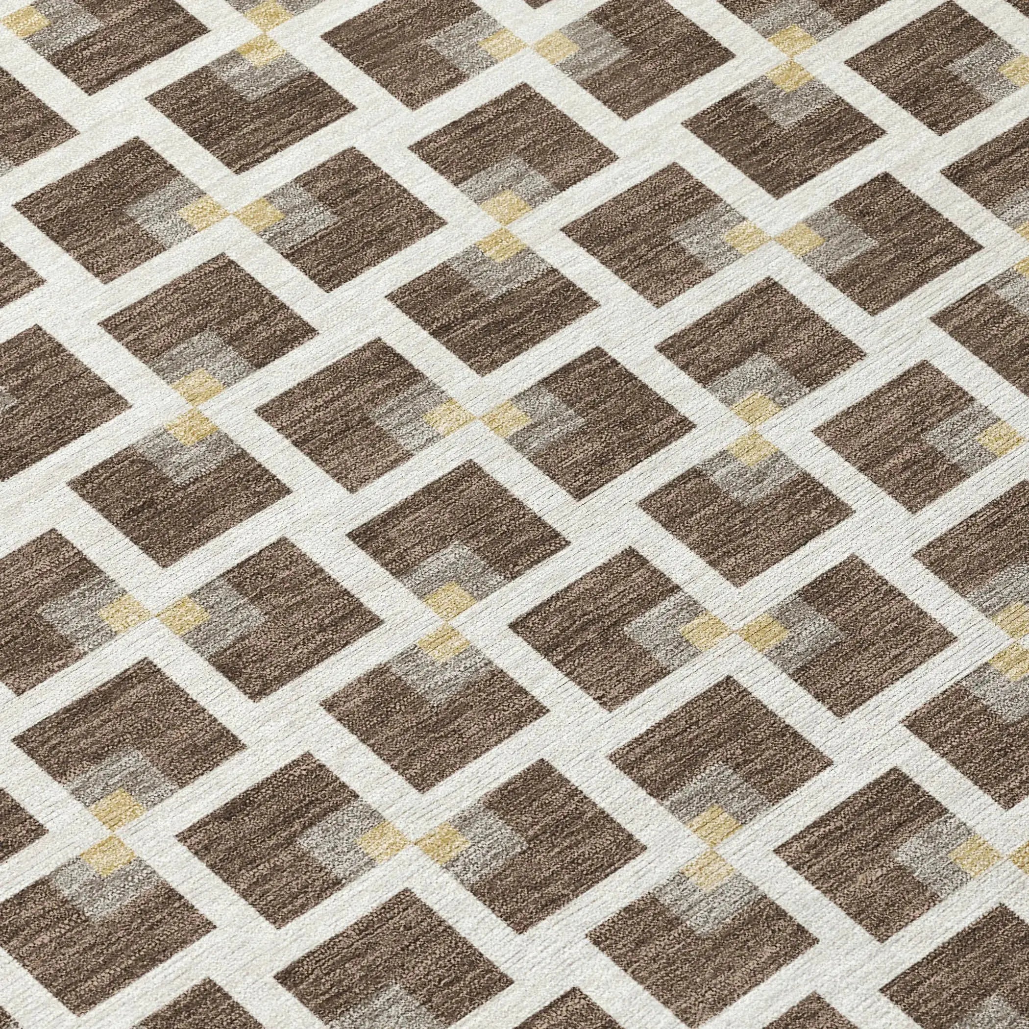 9' X 12' Coffee And Ivory Geometric Washable Indoor Outdoor Area Rug Homeroots Outdoor