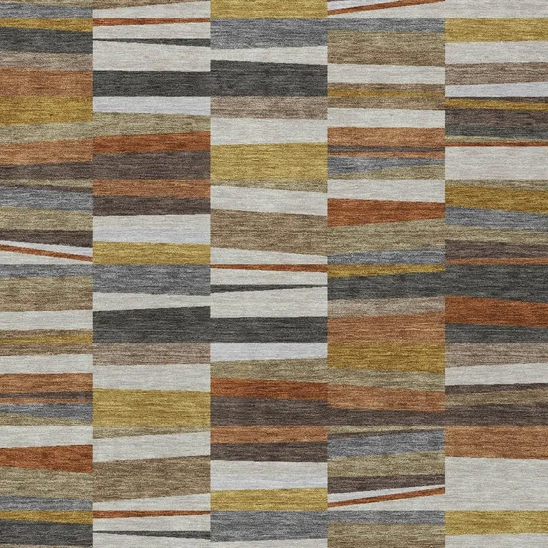 9' X 12' Coffee And Ivory Striped Washable Indoor Outdoor Area Rug Homeroots Outdoor